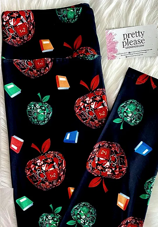 Apple for the Teacher Super SOFT Yoga Band Leggings OS TC Plus rts