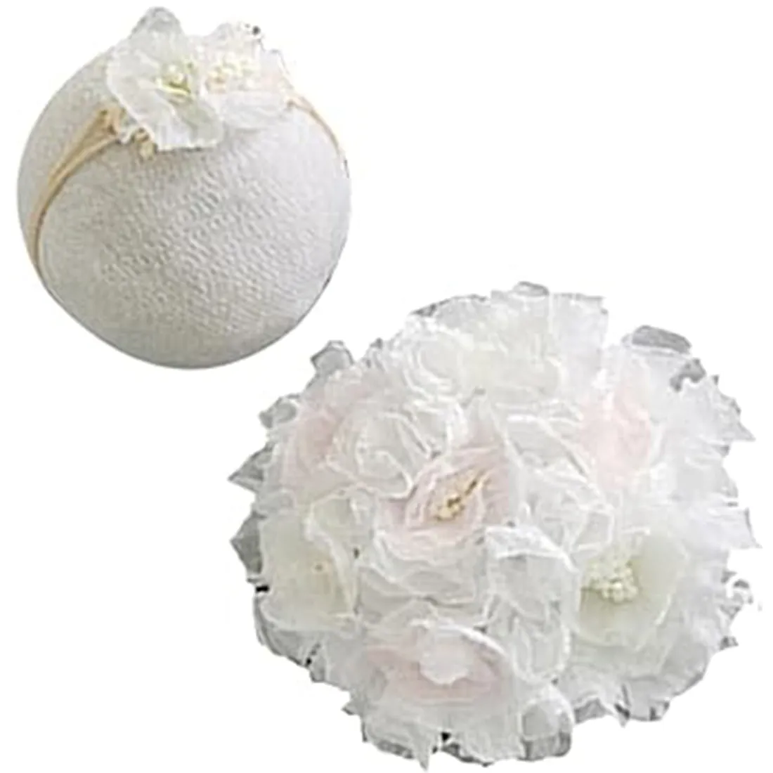 Babymoon Floral Round Bum Cover With Hairband | Baby Photography Props | Set Of 2 | White