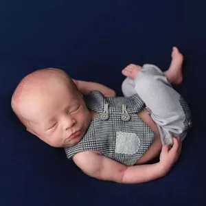 Babymoon | Set of 2 | Waist Coat And Pant Set | Baby Photoshoot props | Costume | 0-3 Months | Grey