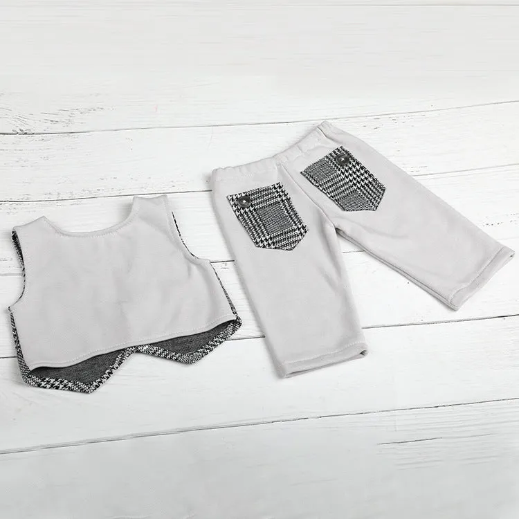 Babymoon | Set of 2 | Waist Coat And Pant Set | Baby Photoshoot props | Costume | 0-3 Months | Grey