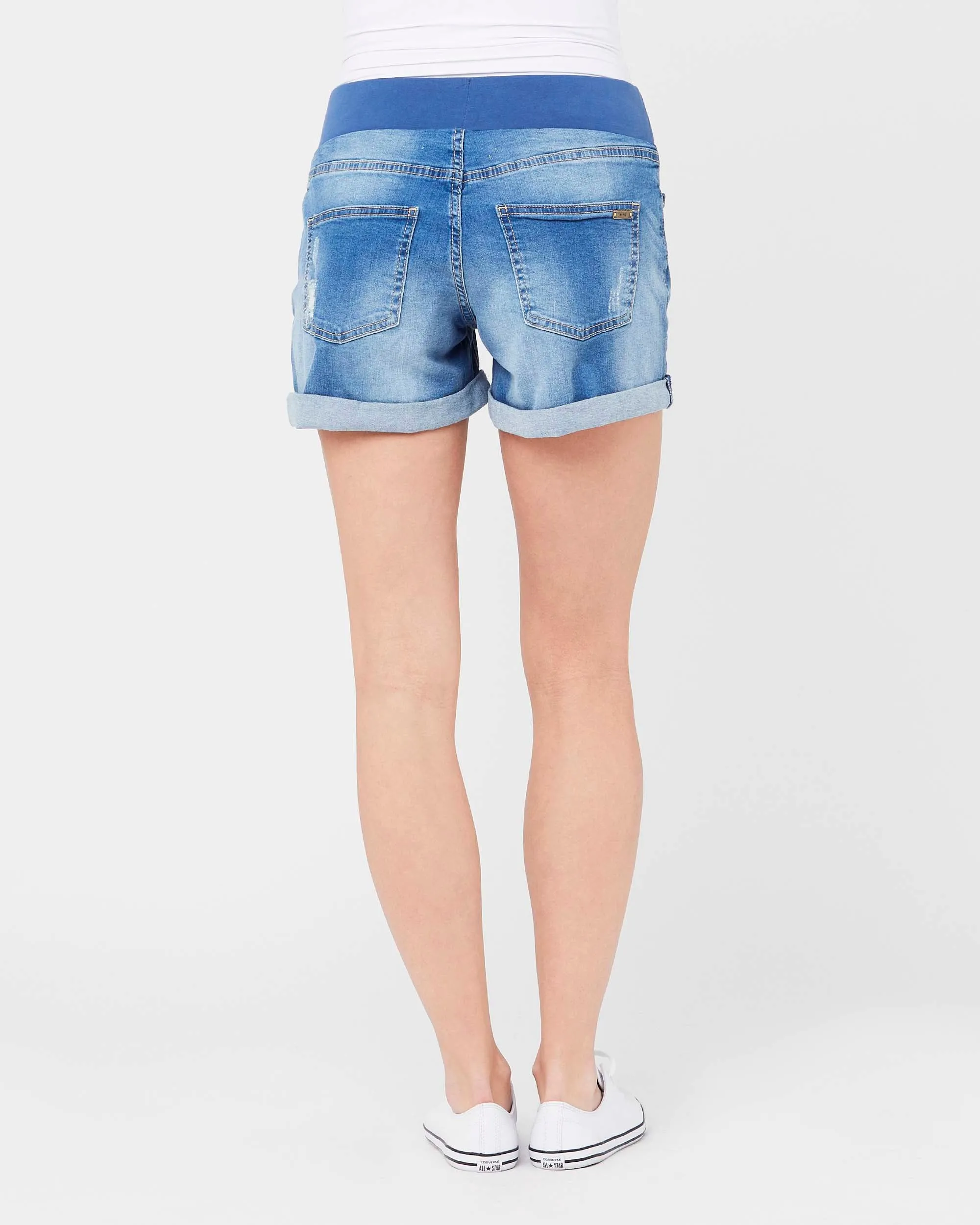'Baxter' Boyfriend Maternity Shorts - New Blue