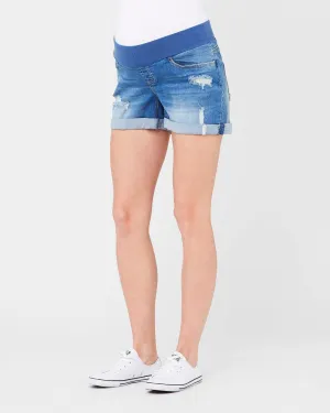 'Baxter' Boyfriend Maternity Shorts - New Blue