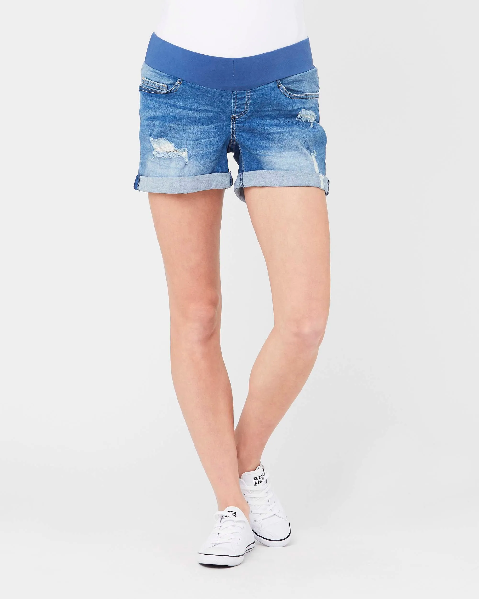 'Baxter' Boyfriend Maternity Shorts - New Blue