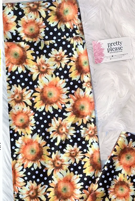 Beautiful Painted Sunflowers Super SOFT Yoga Band Leggings Black OS rts