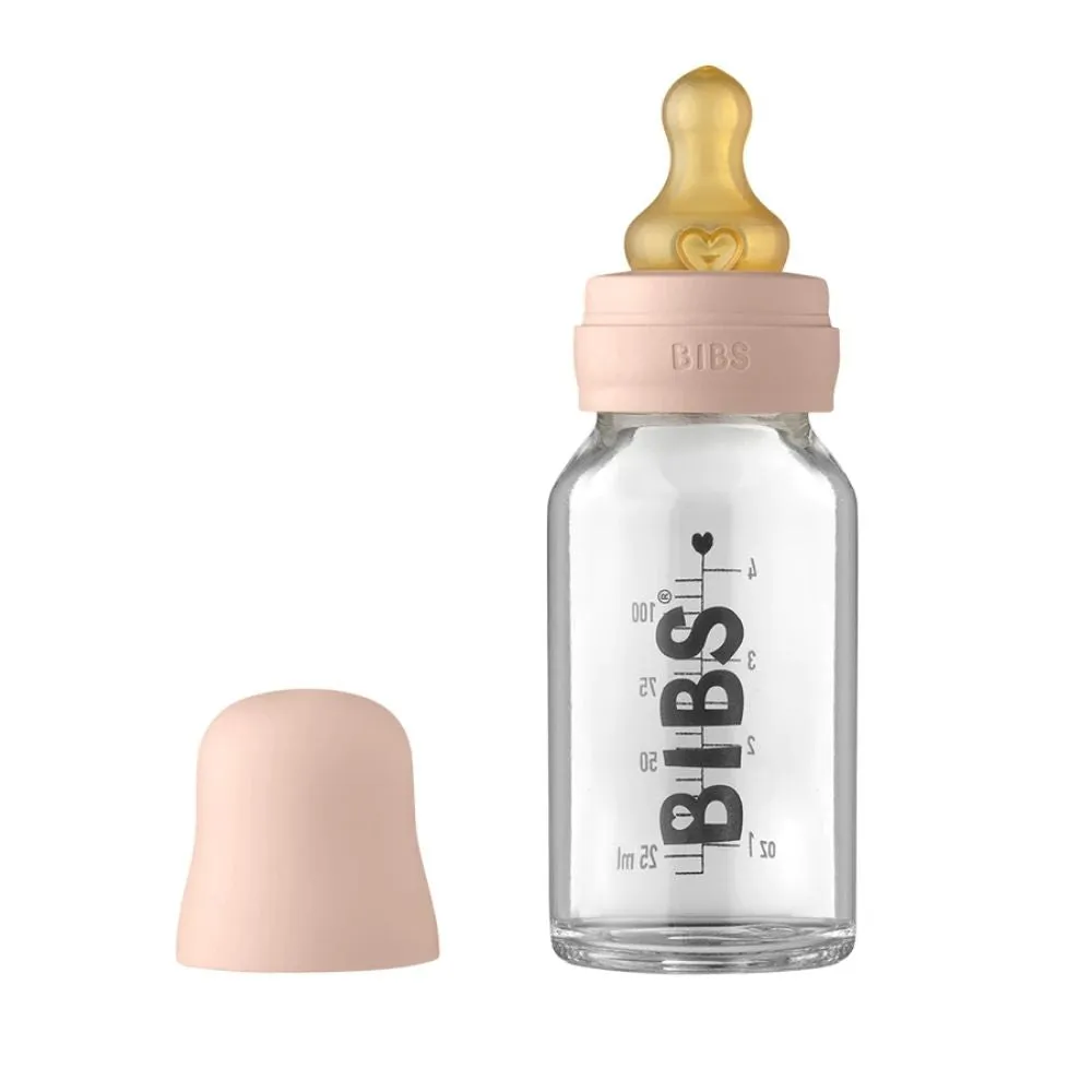 BIBS Baby Glass Bottle Complete Set Latex 110ml Blush