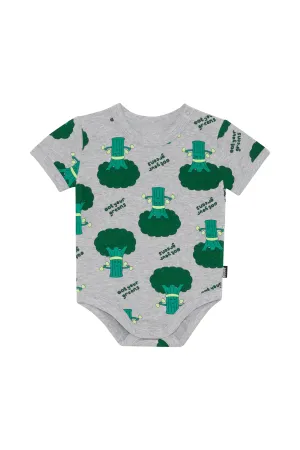 Bonds Roomies Short Sleeve Bodysuit - Eat Your Greens Grey Marle