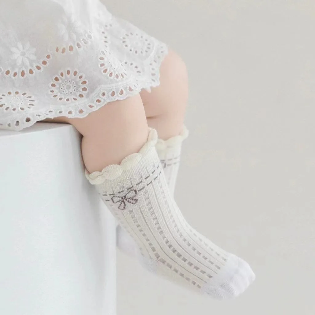 Bow Ruffle Mesh Summer Socks