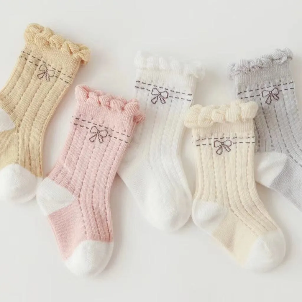 Bow Ruffle Mesh Summer Socks
