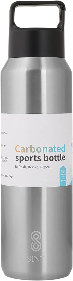 Carbonated Sports Bottle- Leak Proof 27 oz| 800 ML Silver