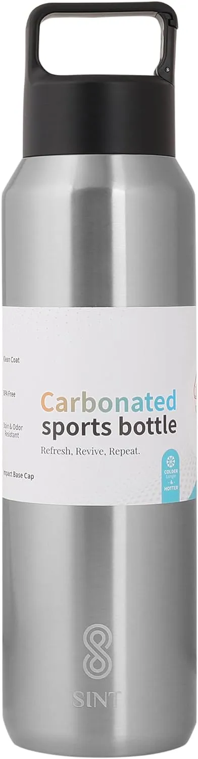 Carbonated Sports Bottle- Leak Proof 27 oz| 800 ML Silver