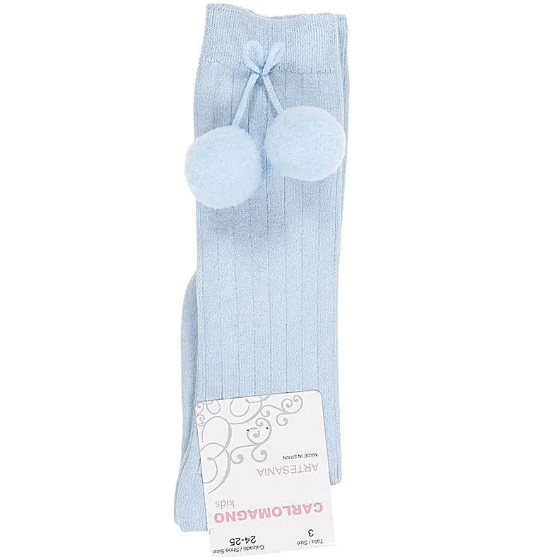 Carlomagno Baby Blue Pom-Pom Socks