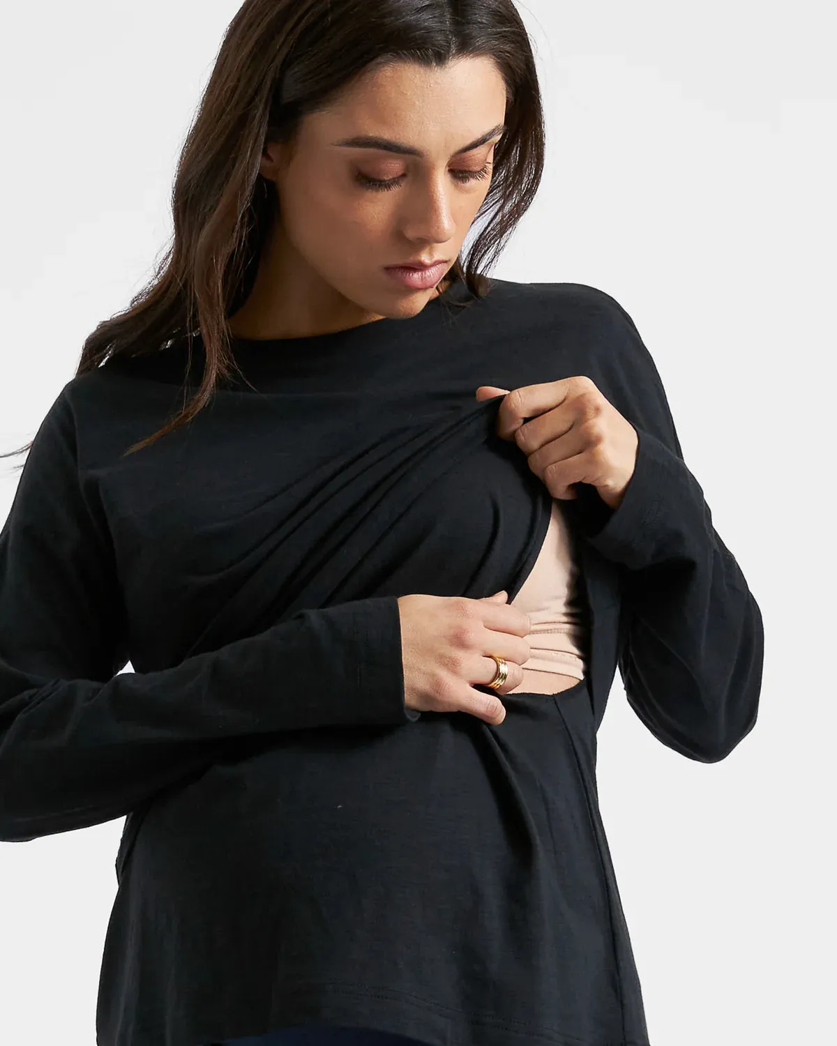 Claud Long Sleeve Nursing Top Black