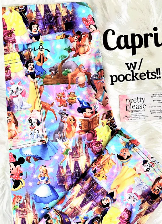 Disney Princesses Magic Kingdom Friends SOFT Capri Leggings Cinderella Snow White Capris OS TC Plus rts