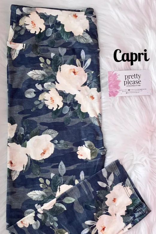 Floral Camo Capri Super SOFT Leggings OS TC Plus rts Capris
