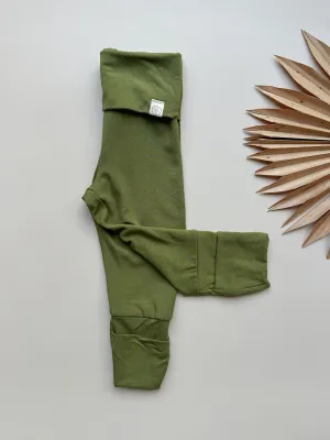 Fold-Over Footie Bamboo Leggings | Olive