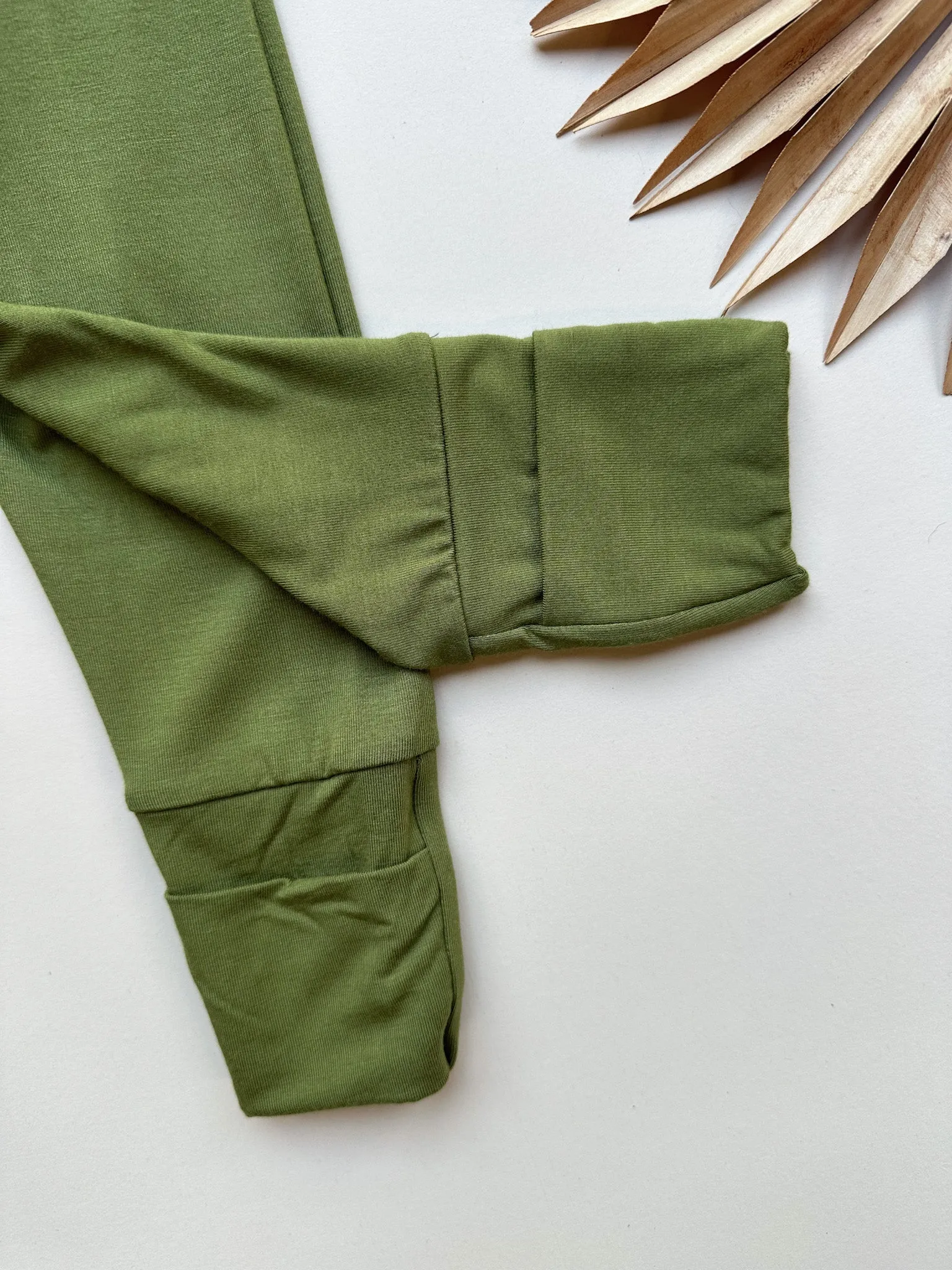 Fold-Over Footie Bamboo Leggings | Olive