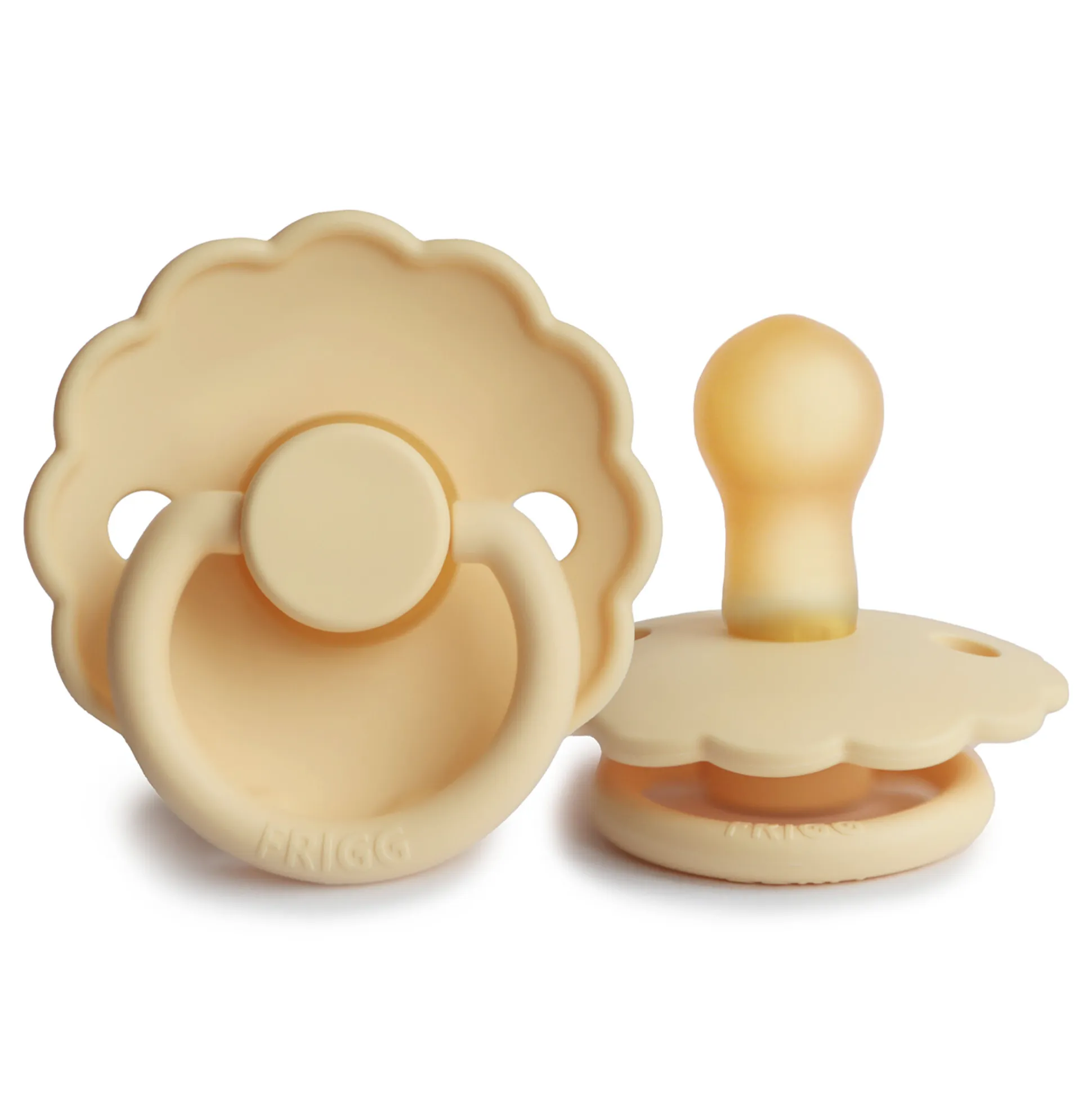 FRIGG Daisy Latex Baby Pacifier 2-Pack Pink Cream/Daffodil