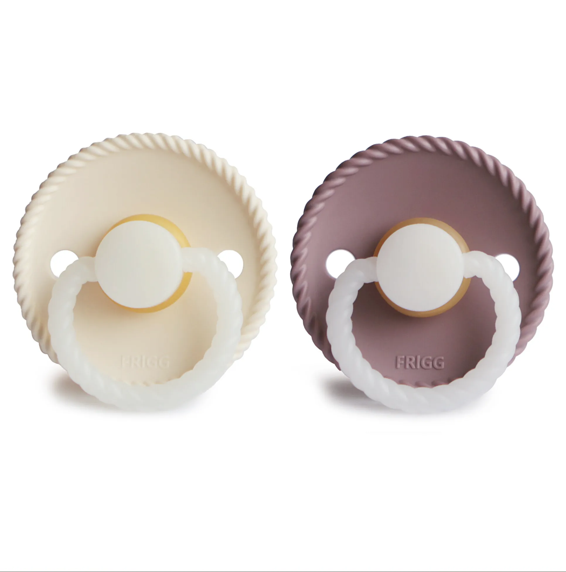 FRIGG Rope Latex Baby Pacifier 2-Pack Cream Night/Twilight Mauve Night