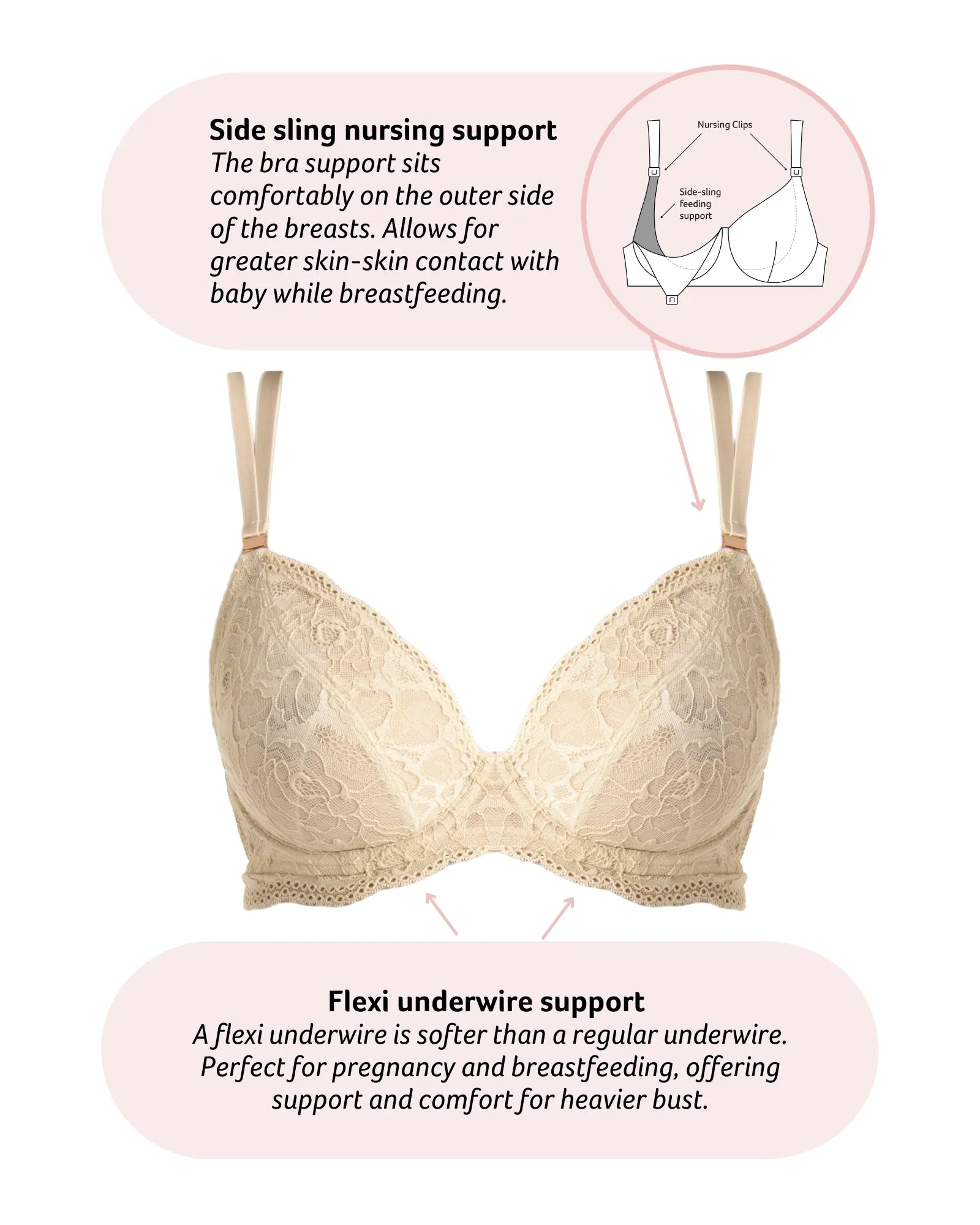 HEROINE PLUNGE SAND NURSING BRA - FLEXI UNDERWIRE