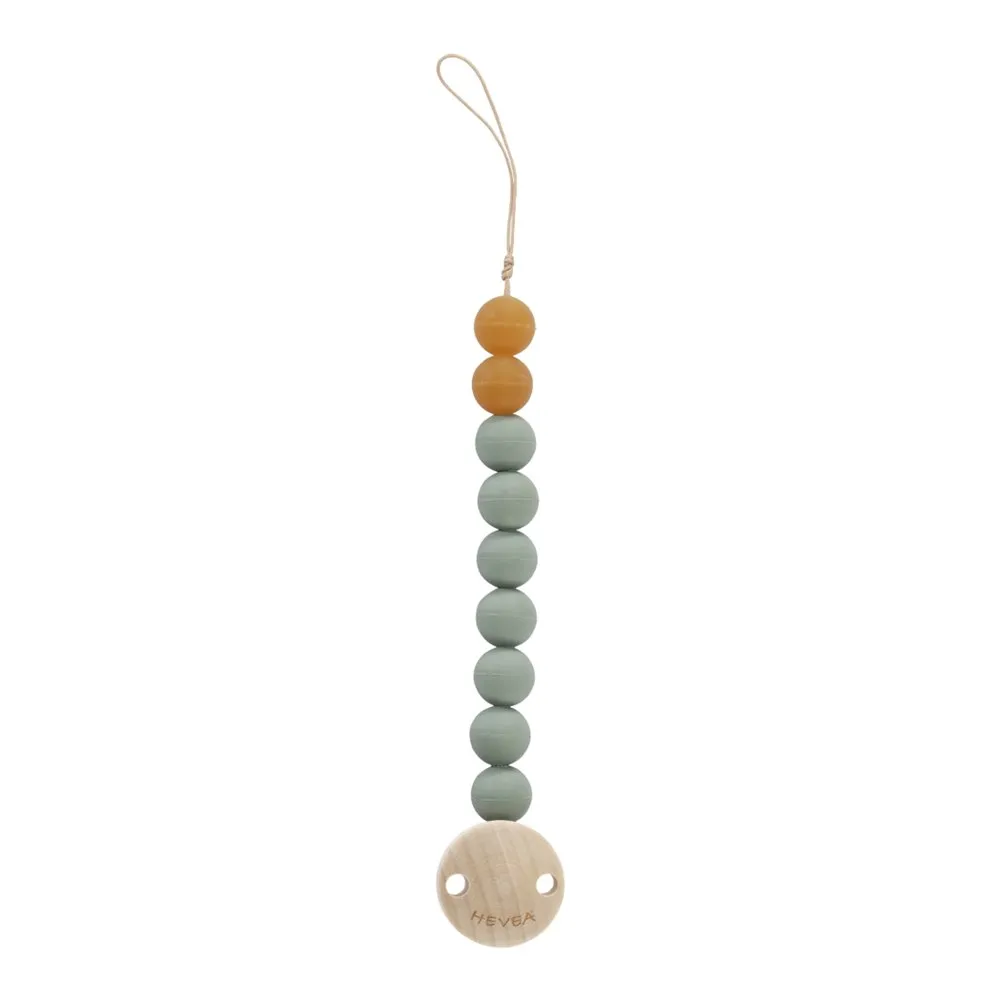 Hevea Wood and Natural Rubber Pacifier Holder - Moss Green