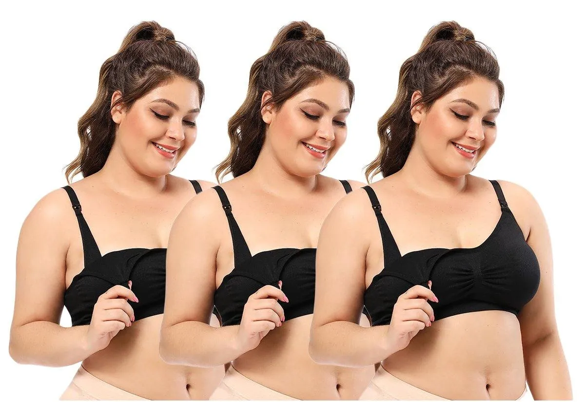 iLoveSIA 3PACK Plus Size Wireless Nursing Bra Breast Feeding Bra