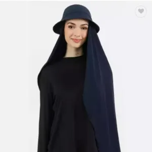 JM42 Solid color sun protection shawl 2 pieces chiffon fisherman hat fashionable flat bottom sun hat