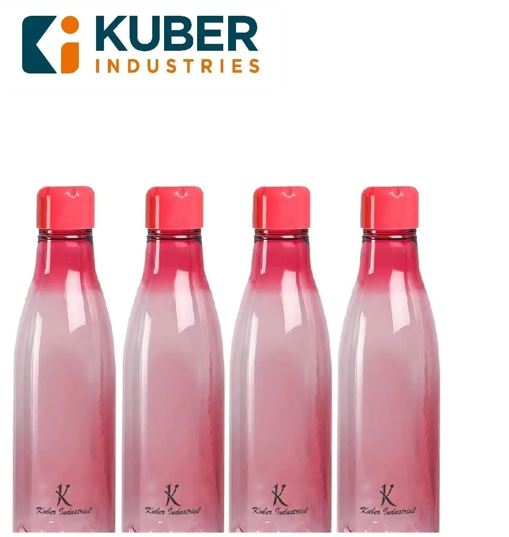 Kuber Industries BPA Free Plastic Water Bottles | Unbreakable, Leak Proof, 100% Food Grade Plastic | For Kids & Adults | Refrigerator Plastic Bottle Set of 4|PINK (Pack Of 6)