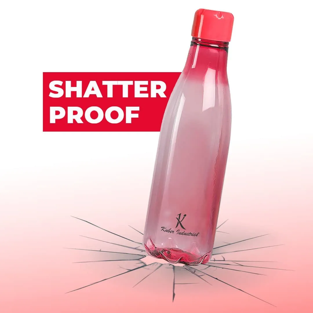 Kuber Industries BPA Free Plastic Water Bottles | Unbreakable, Leak Proof, 100% Food Grade Plastic | For Kids & Adults | Refrigerator Plastic Bottle Set of 4|PINK (Pack Of 6)
