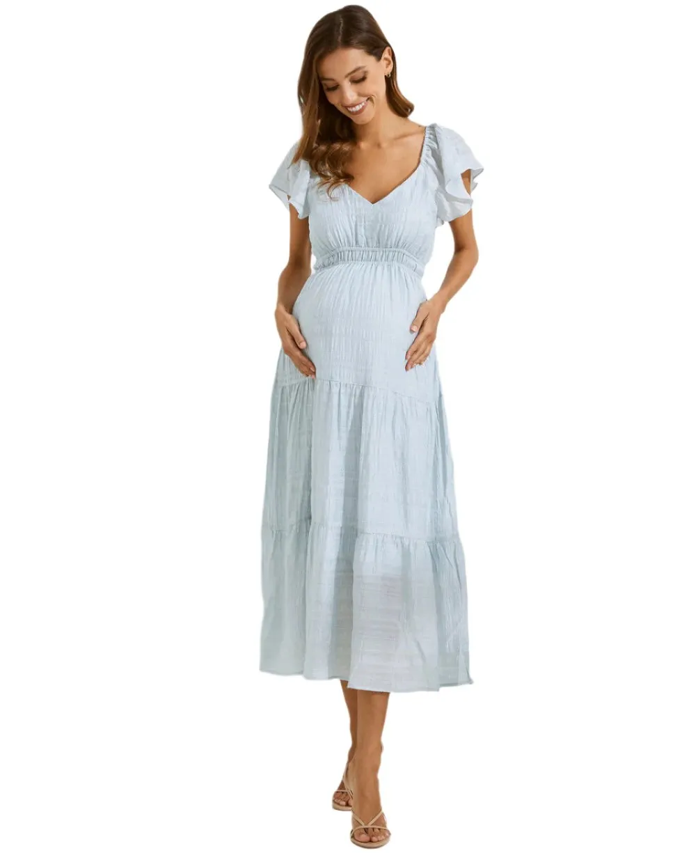 'Lila' Maternity Sundress - Ice Blue