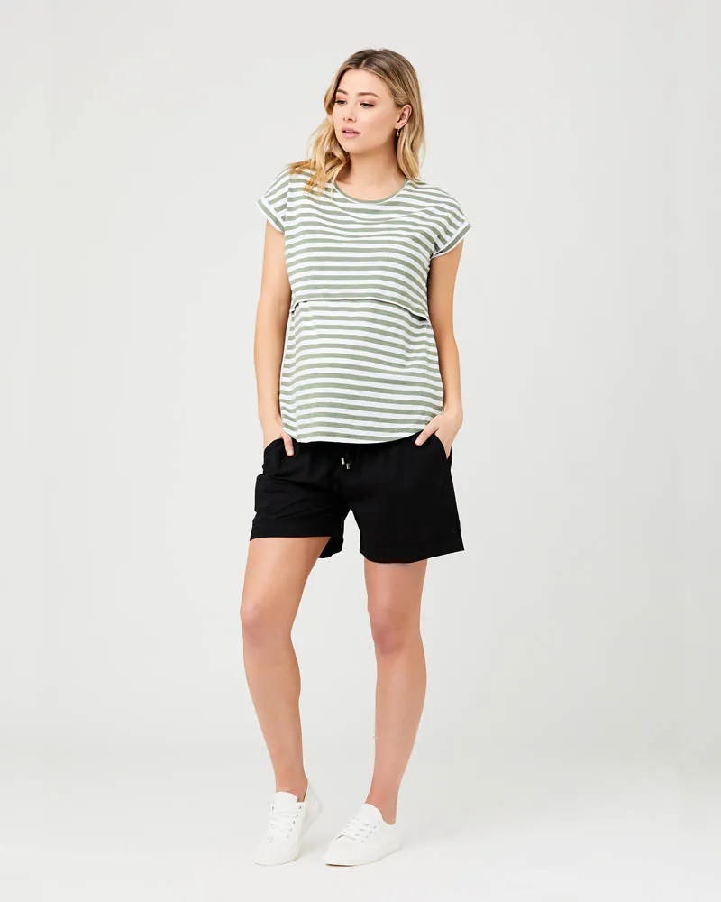'Lionel' Nursing Tee - Moss/White