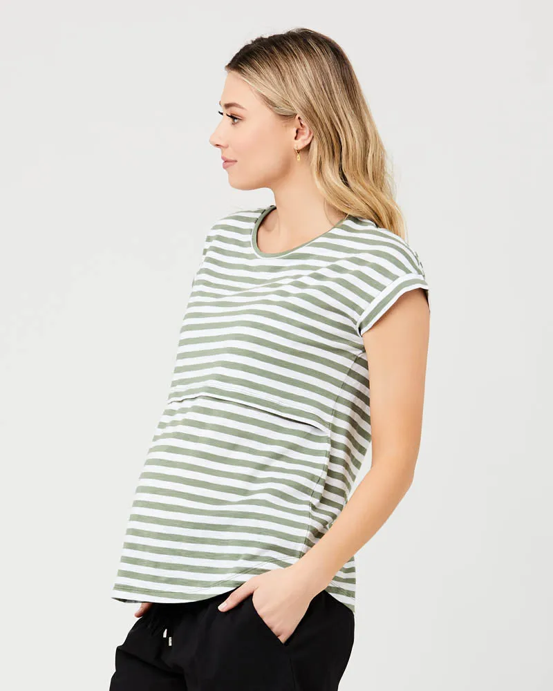 'Lionel' Nursing Tee - Moss/White