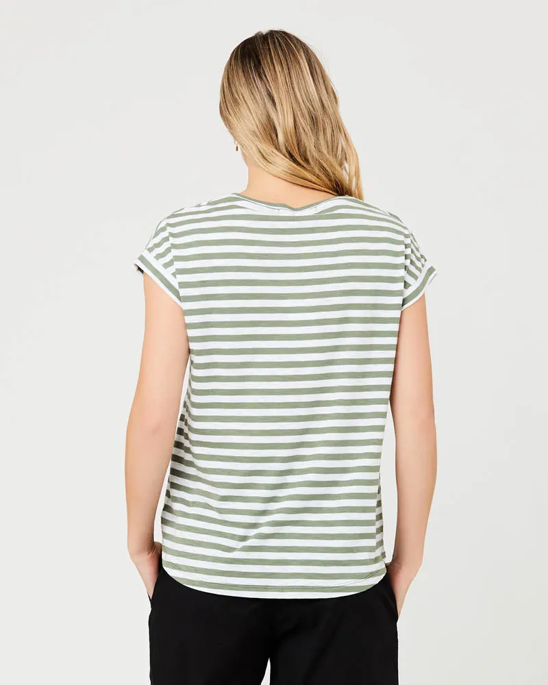 'Lionel' Nursing Tee - Moss/White