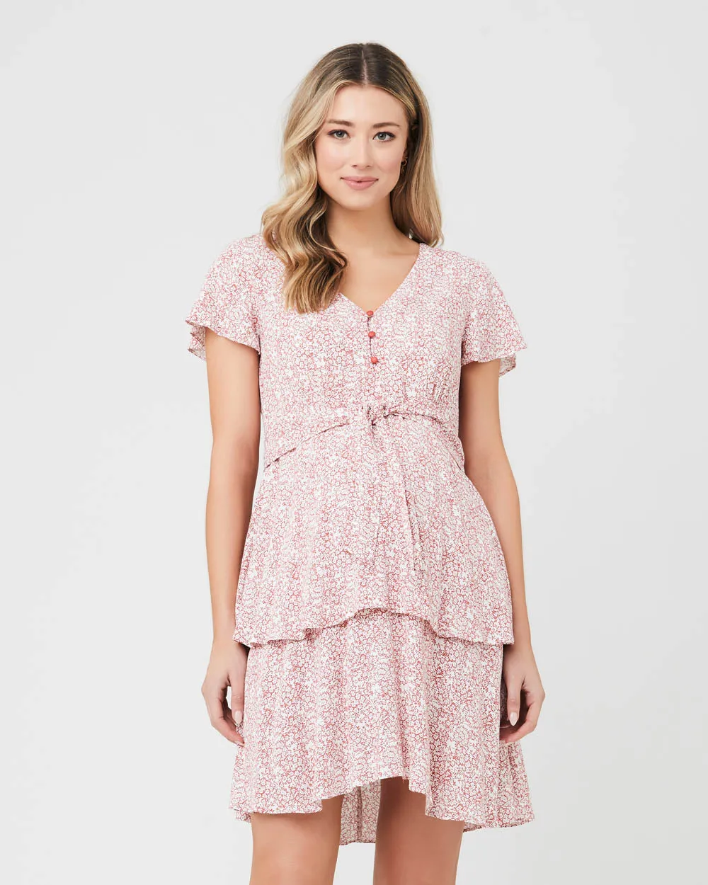'Lulu' Nursing Dress - Rose / White