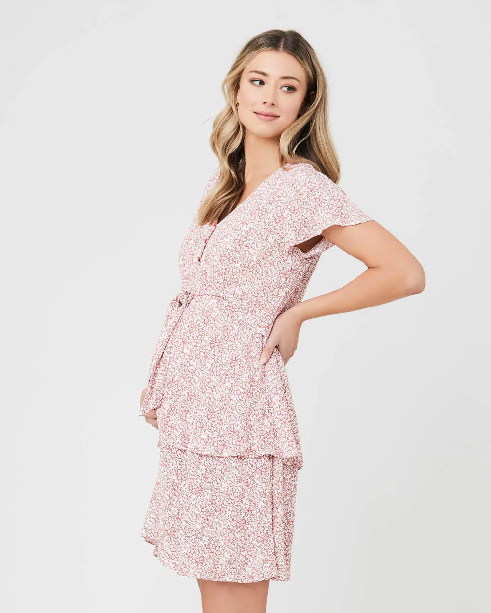 'Lulu' Nursing Dress - Rose / White