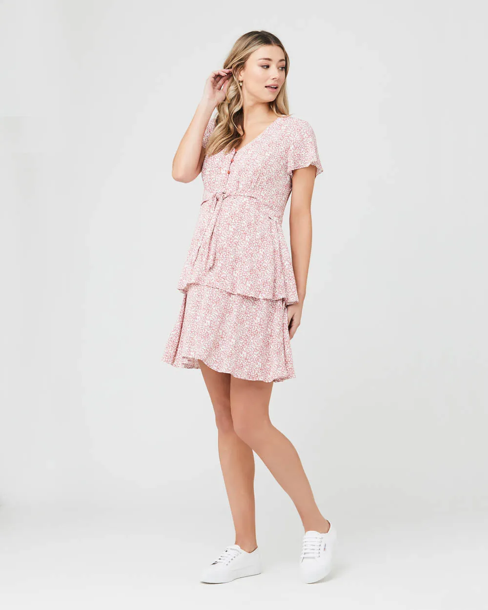 'Lulu' Nursing Dress - Rose / White