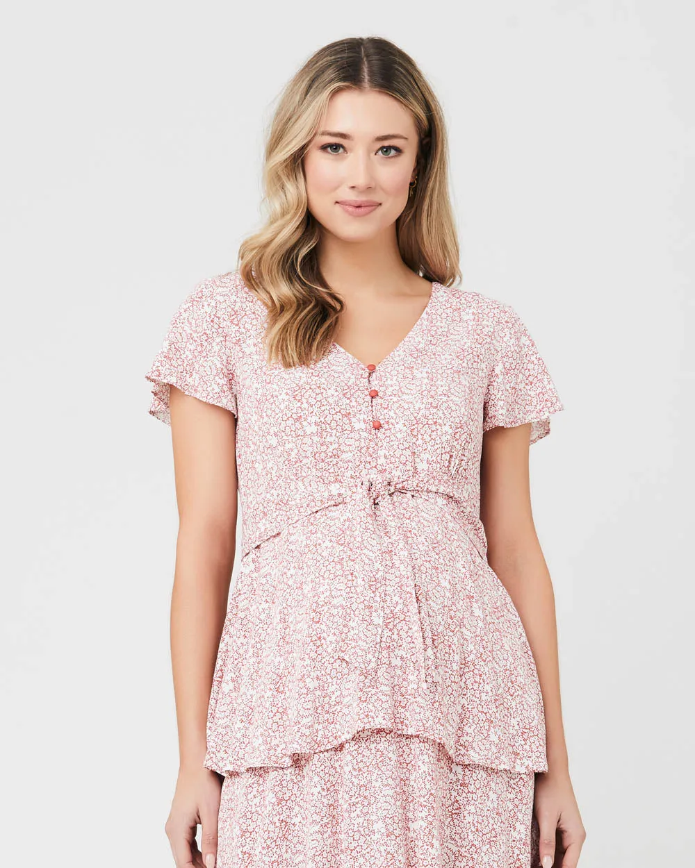 'Lulu' Nursing Dress - Rose / White