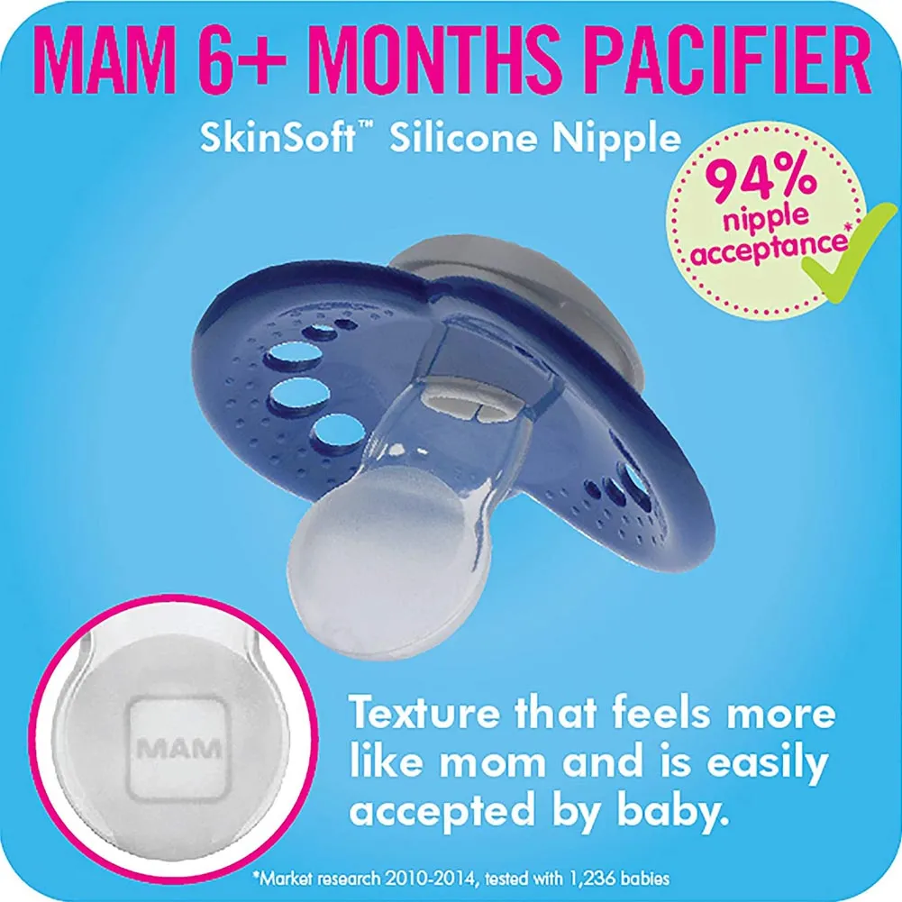 MAM Trend Collection 2-Pack Pacifiers With Clip - Boy (6  Months)