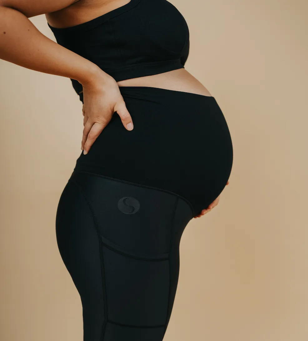 Maternity Leggings - Classic 7/8 Length w Pockets Black