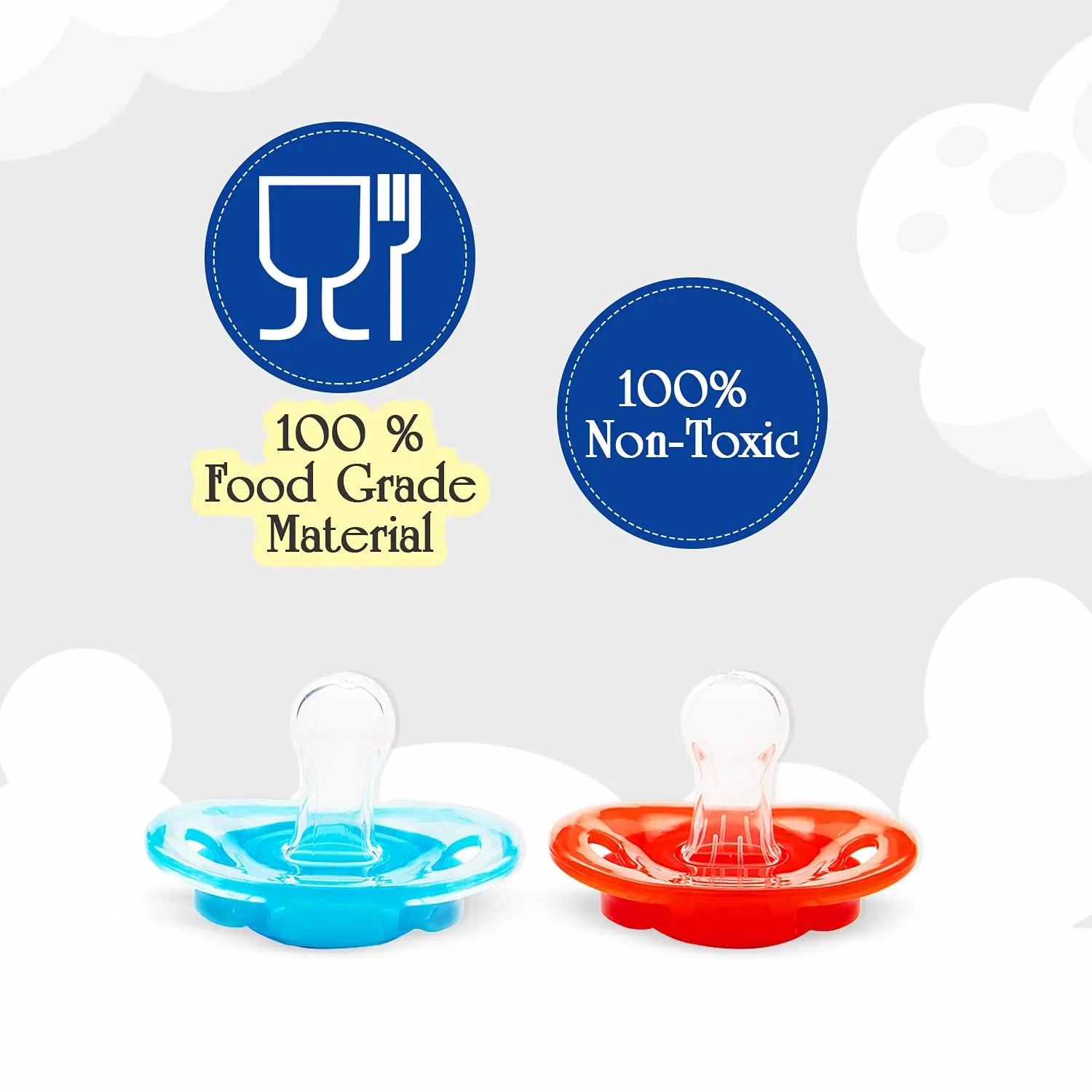 Mee Mee Baby Pacifier Ultra Light Soft Silicone Nipple| BPA Free | Oral stimulatory | Teether | Pack of 2 | 0-6 months   Kids (Blue/Red)