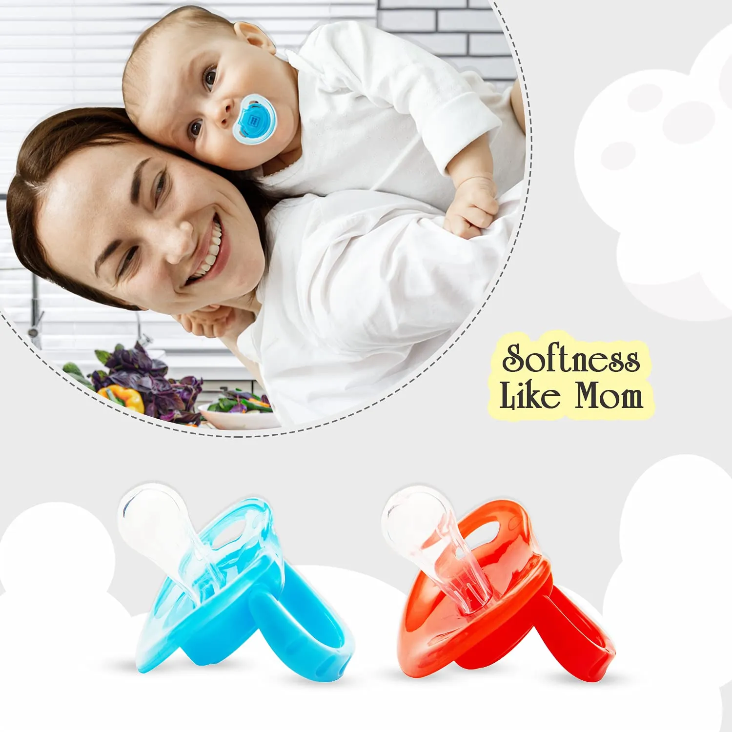Mee Mee Baby Pacifier Ultra Light Soft Silicone Nipple| BPA Free | Oral stimulatory | Teether | Pack of 2 | 0-6 months   Kids (Blue/Red)
