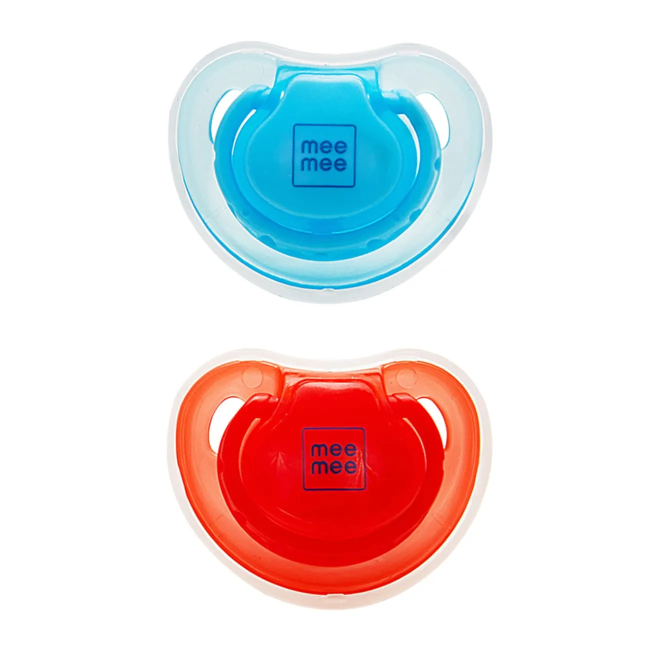 Mee Mee Baby Pacifier Ultra Light Soft Silicone Nipple| BPA Free | Oral stimulatory | Teether | Pack of 2 | 0-6 months   Kids (Blue/Red)