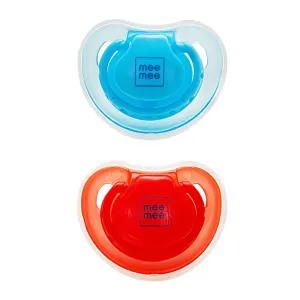 Mee Mee Baby Pacifier Ultra Light Soft Silicone Nipple| BPA Free | Oral stimulatory | Teether | Pack of 2 | 0-6 months   Kids (Blue/Red)