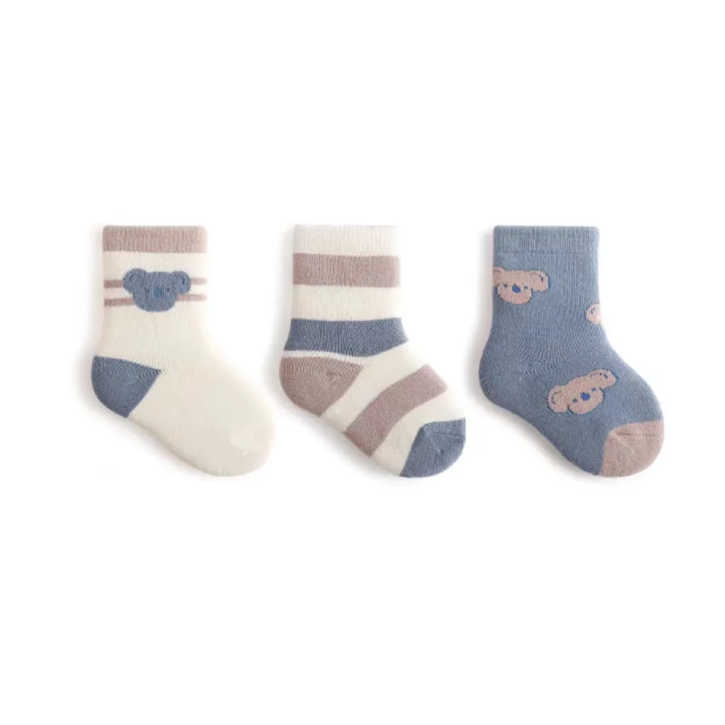Nini Cartoon Thick Terry Warm Baby Socks [Set of 3]