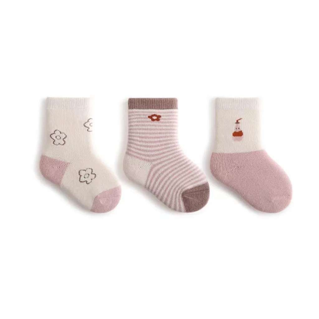 Nini Cartoon Thick Terry Warm Baby Socks [Set of 3]