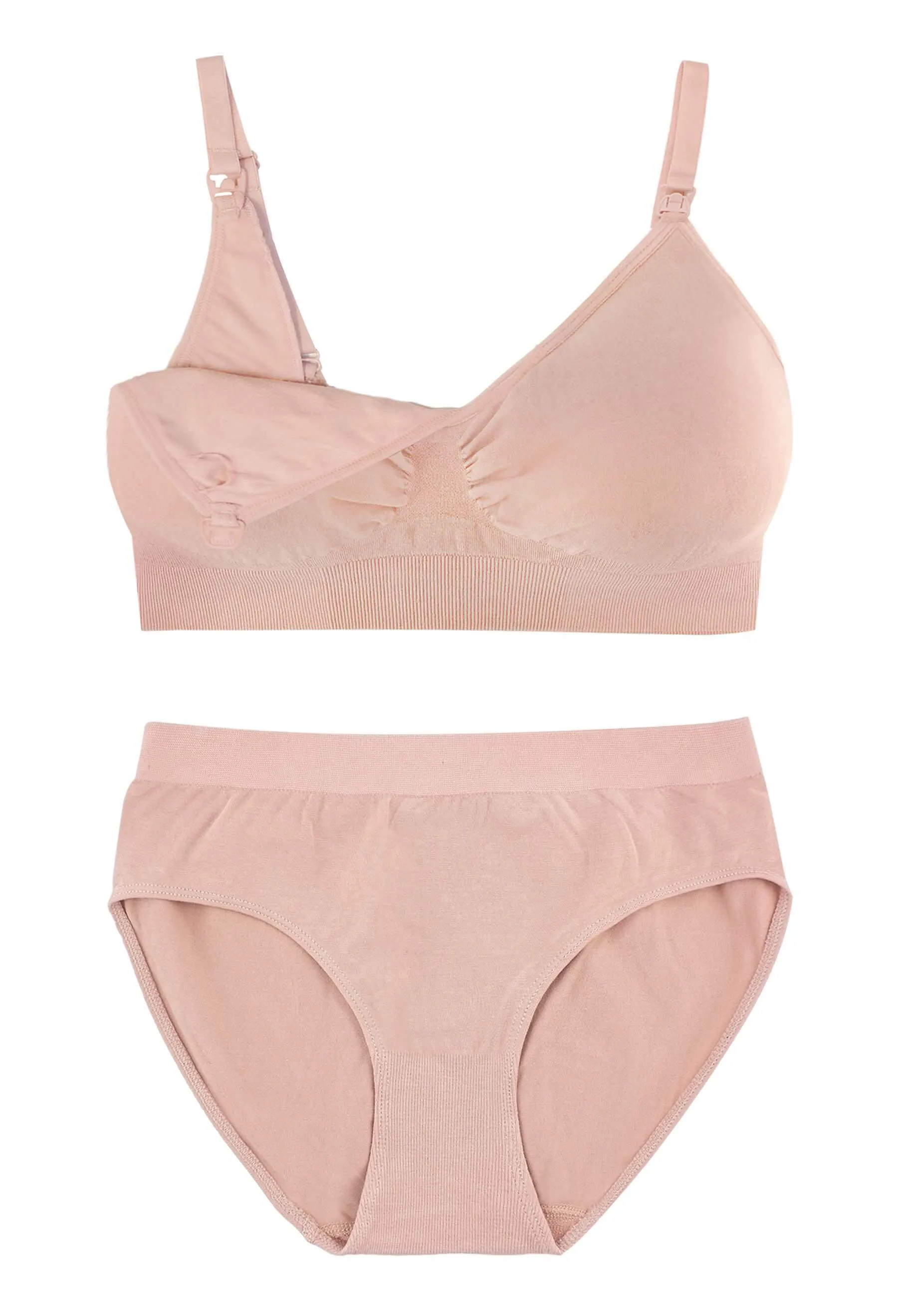 Nude Bamboo Nursing Bra   High Cut Undies Set
