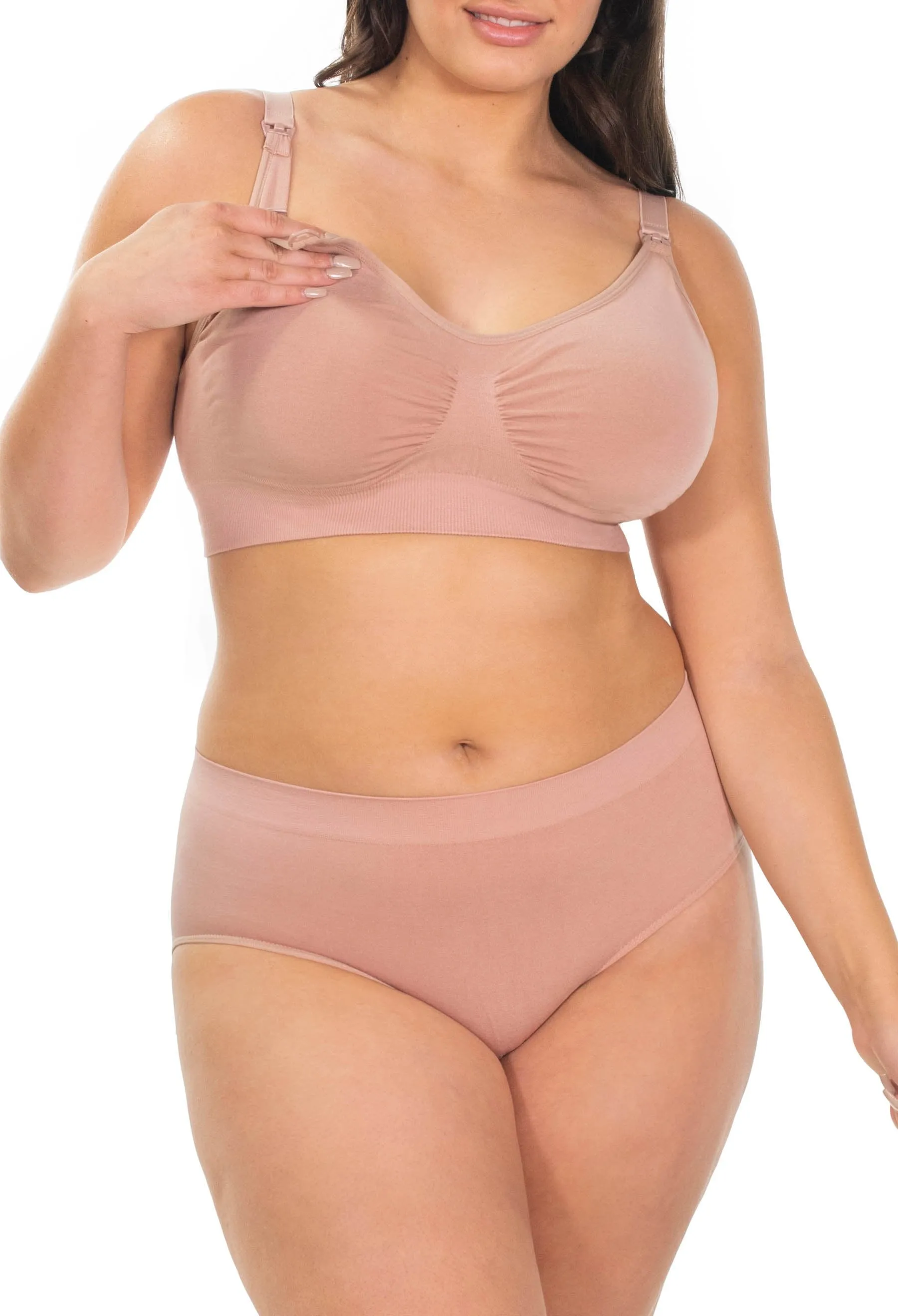 Nude Bamboo Nursing Bra   High Cut Undies Set