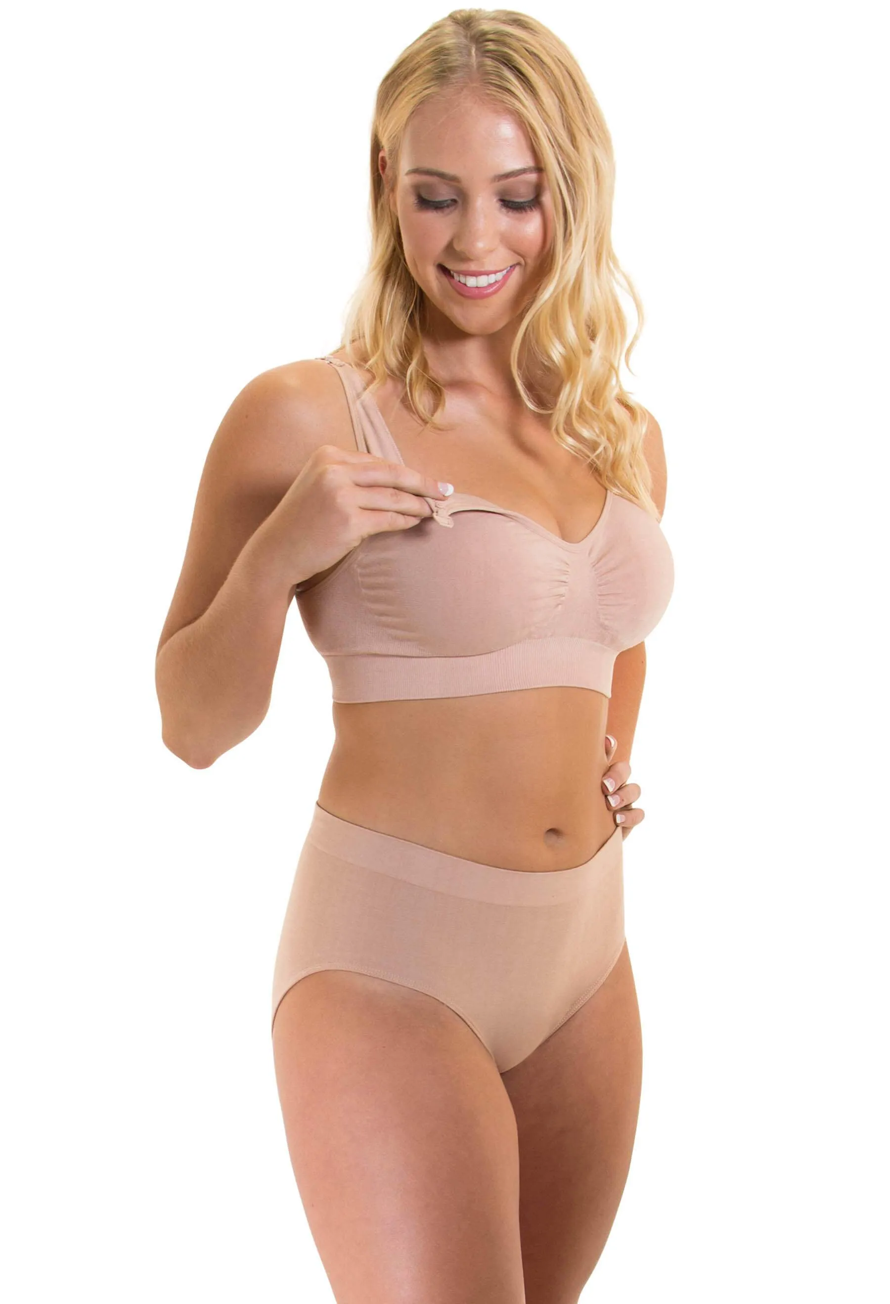 Nude Bamboo Nursing Bra   High Cut Undies Set