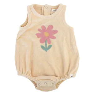 oh baby! Cotton Terry Bubble - Blush Daisy Applique - Natural