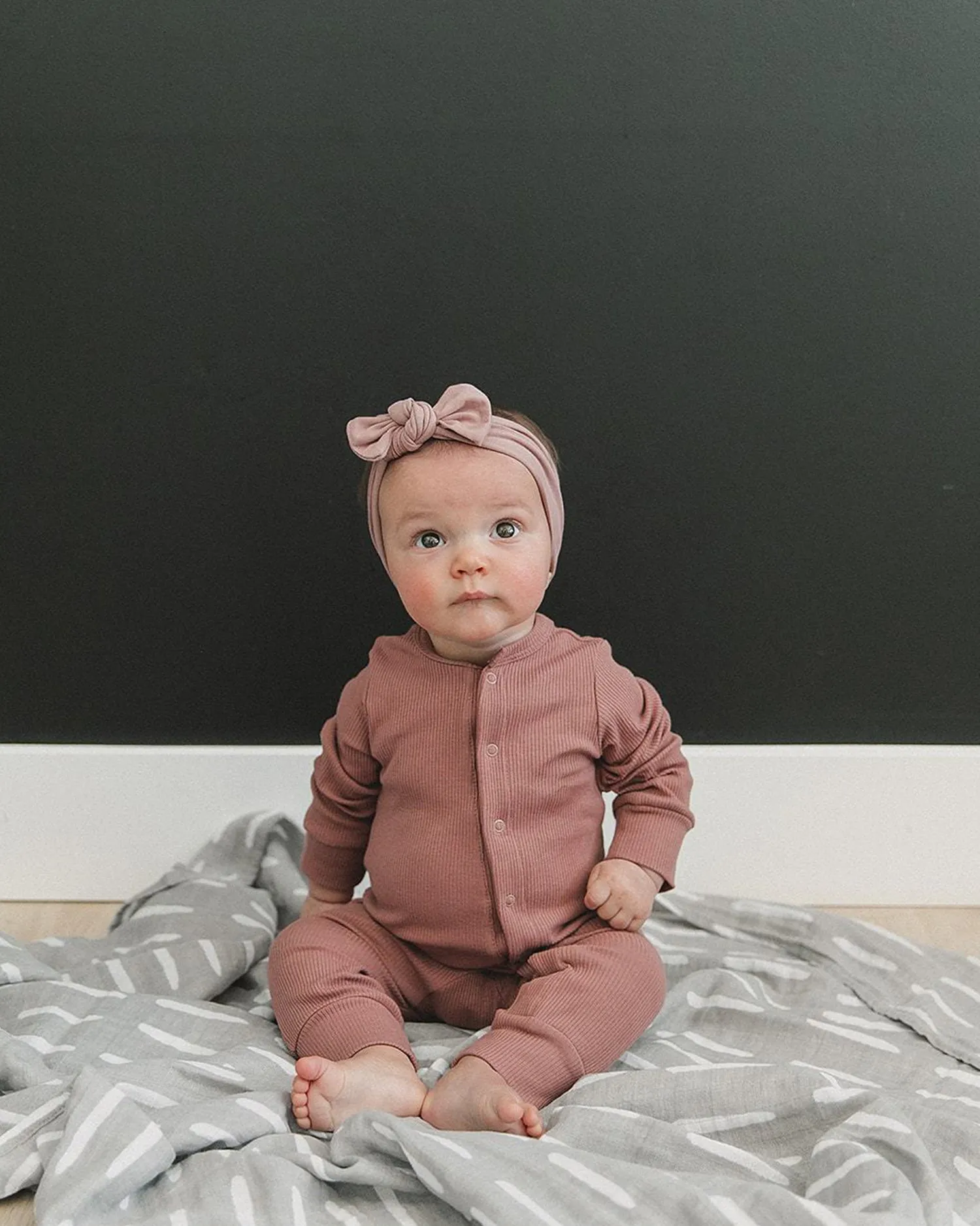 Ribbed Footless One Piece – Dusty Rose