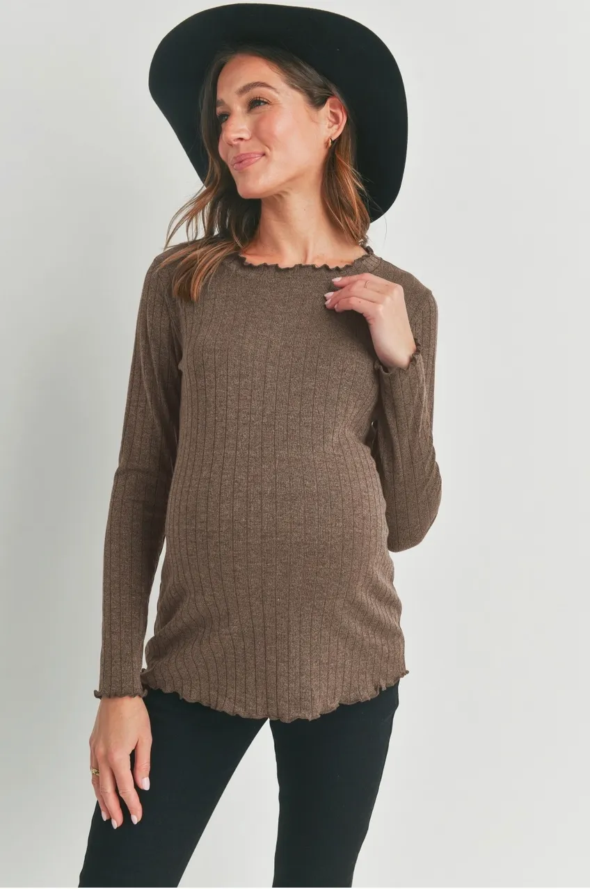 Ribbed Merrow Lettuce Edge Maternity Top